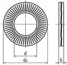 Double Fold Wedge Locking Washers DIN 25201 drawing