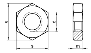 DIN 439 A2 Stainless Steel Hex Thin Nut drawing