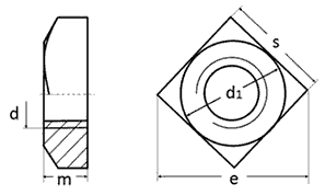 DIN 557 Stainless Steel Square Nuts drawing