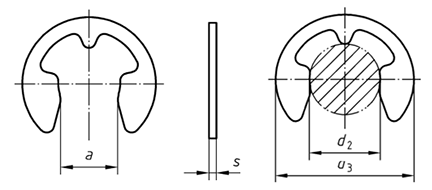 DIN 6799 E-type Retaining Rings drawing