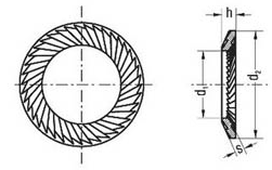 DIN 9250 Ribbed Lock Washer drawing